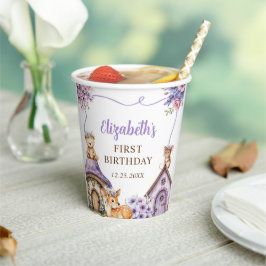 Woodland Animals Girl 1st Birthday Party Pappbecher