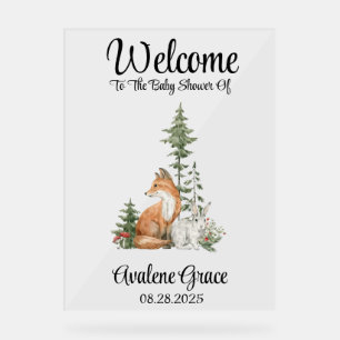 Woodland Animals Girl Boy Baby Dusche Willkommen Acrylschild