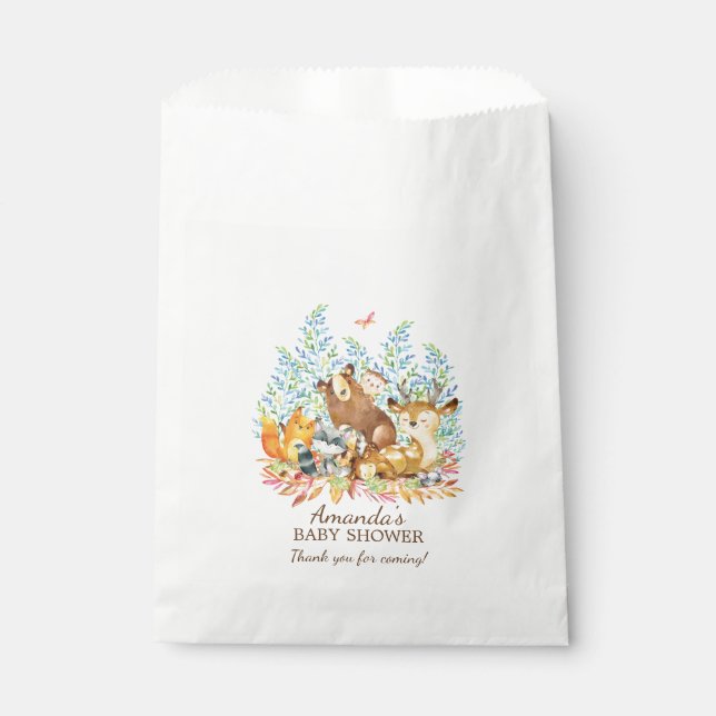 Woodland Animals Girls Baby Dusche Gefallen Tasche Geschenktütchen (Vorderseite)