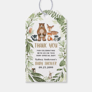 Woodland Animals Green Baby Dusche Vielen Dank für Geschenkanhänger