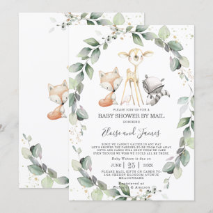 Woodland Animals Greenerity Baby Shower by Mail Einladung
