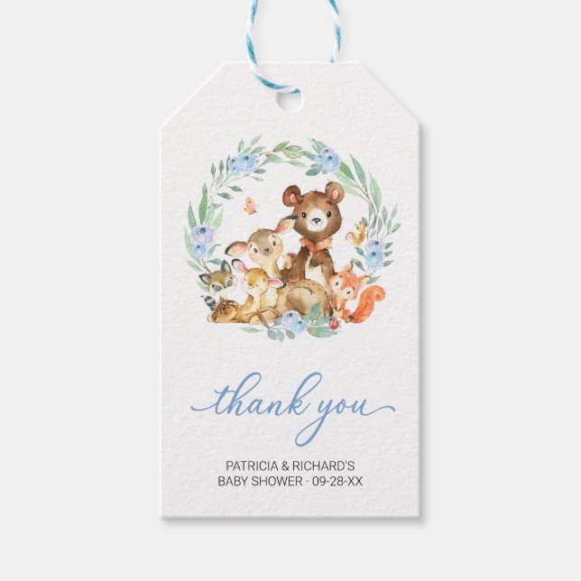 Woodland Animals Greenerity Baby Shower Vielen Dan Geschenkanhänger (Vorderseite)