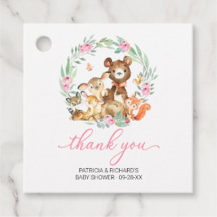 Woodland Animals Greenerity Baby Shower Vielen Dan Geschenkanhänger