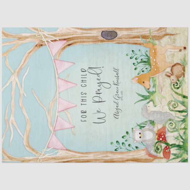 Woodland Animals Hirsche Igel Baby Girl Seidenpapier (Vorderseite)