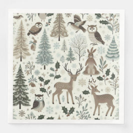 Woodland Animals Holiday Paper Napkin Serviette