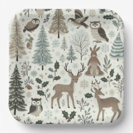 Woodland Animals Holiday Paper Plate Pappteller