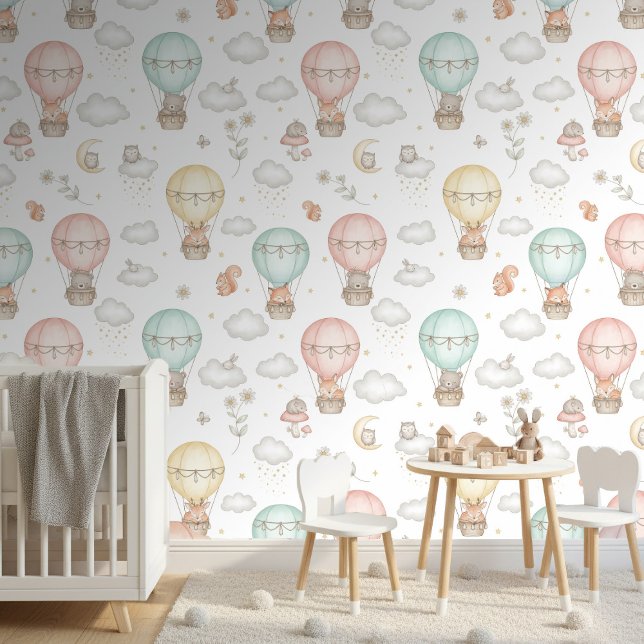 Woodland Animals Hot Air Balloon Pattern ID1230 Tapete (Von Creator hochgeladen)