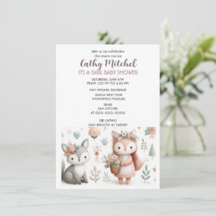 Woodland Animals "It a Girl" Kinderdusche Einladung