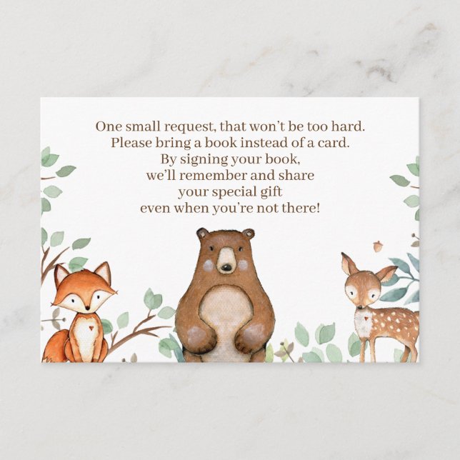 Woodland Animals Kinderduschbücher für Babykarten Begleitkarte (Vorderseite)