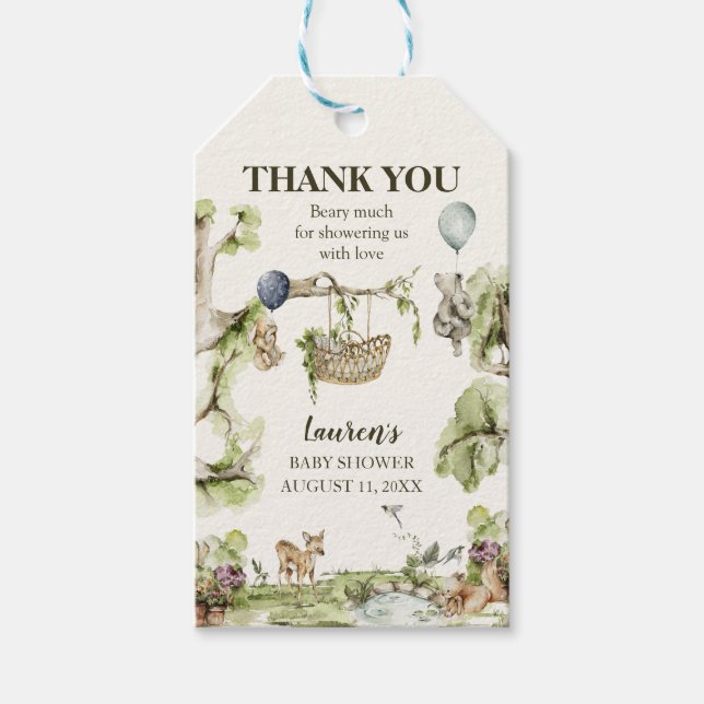Woodland Animals Kinderdusche Danke für Ihre Liebl Geschenkanhänger (Vorderseite)