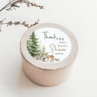 Woodland Animals Kinderdusche Danke für Ihre Unter Runder Aufkleber
