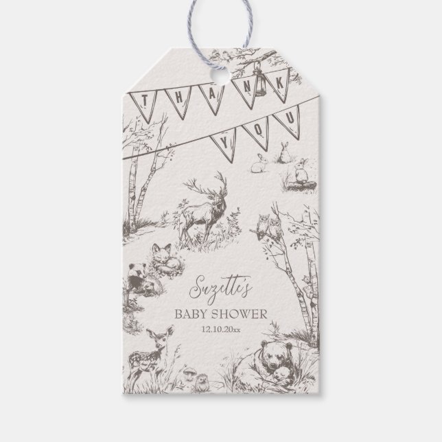 Woodland Animals Kinderdusche Danke Geschenkanhänger (Vorderseite)