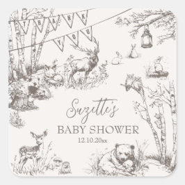 Woodland Animals Kinderdusche Danke Quadratischer Aufkleber