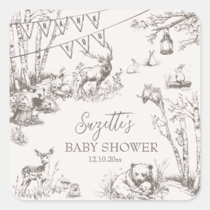Woodland Animals Kinderdusche Danke Quadratischer Aufkleber