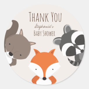 Woodland Animals Kinderdusche Danke Runder Aufkleber