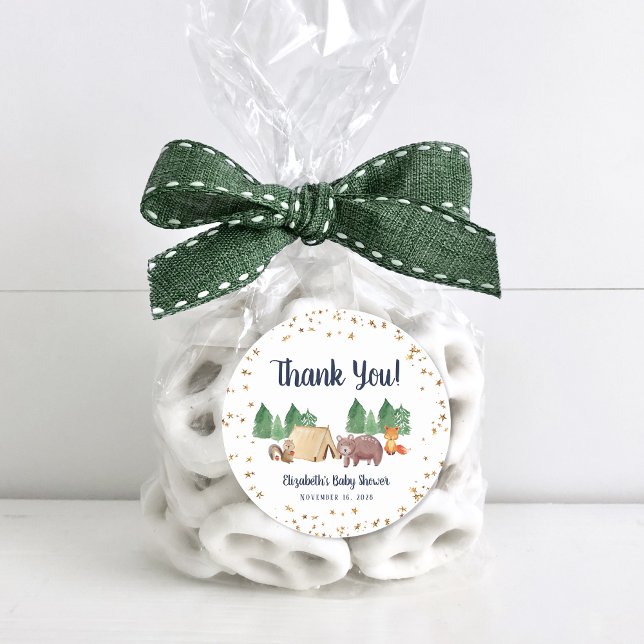 Woodland Animals Kinderdusche Danke Runder Aufkleber (Von Creator hochgeladen)