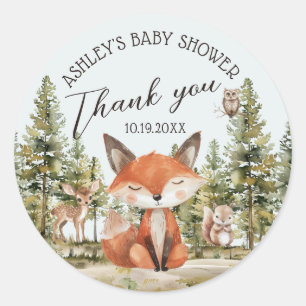 Woodland Animals Kinderdusche Danke Runder Aufkleber