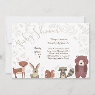 Woodland Animals Kinderdusche Einladung