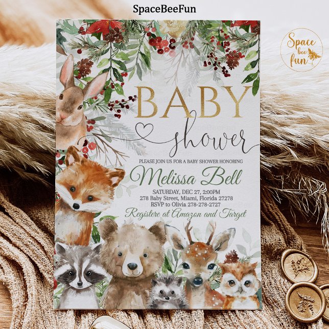Woodland Animals Kinderdusche Einladung (Woodland Animals,Baby Shower,Invitation Boy,Bear Forest,Woodland bear,Animals Invite,Bear Fox,Woodla)