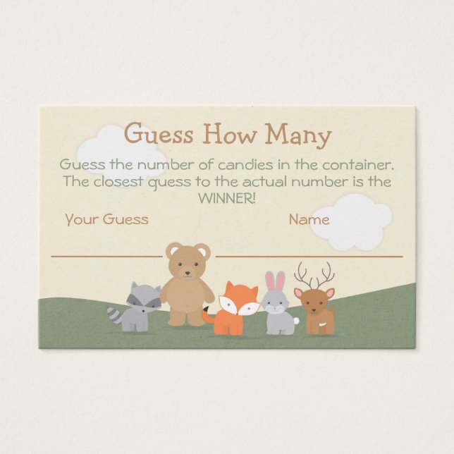 Woodland Animals Kinderdusche schätzt wie viele Ka (Vorderseite)