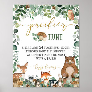 Woodland Animals Kinderdusche Schnuller Jagdspiel Poster