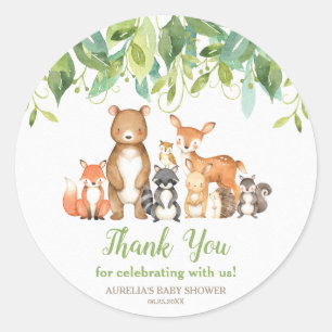 Woodland Animals Kinderdusche Vielen Dank Runder Aufkleber