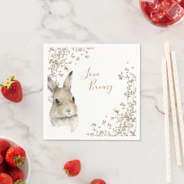 Woodland Animals Liebe Bunny Floral Script Serviette (Beispiel)