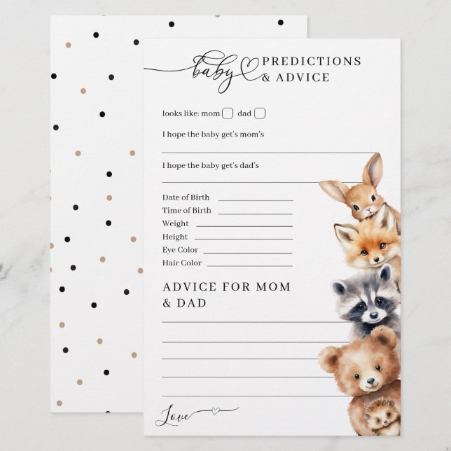 Woodland Animals Minimalistisch Baby Showspiel (Vorne/Hinten)