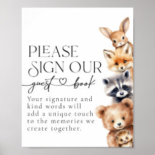 Woodland Animals Modern Baby Showroom Gästebuch
