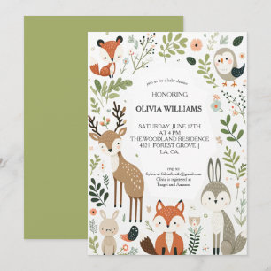 Woodland Animals Niedlich Baby Dusche Einladung