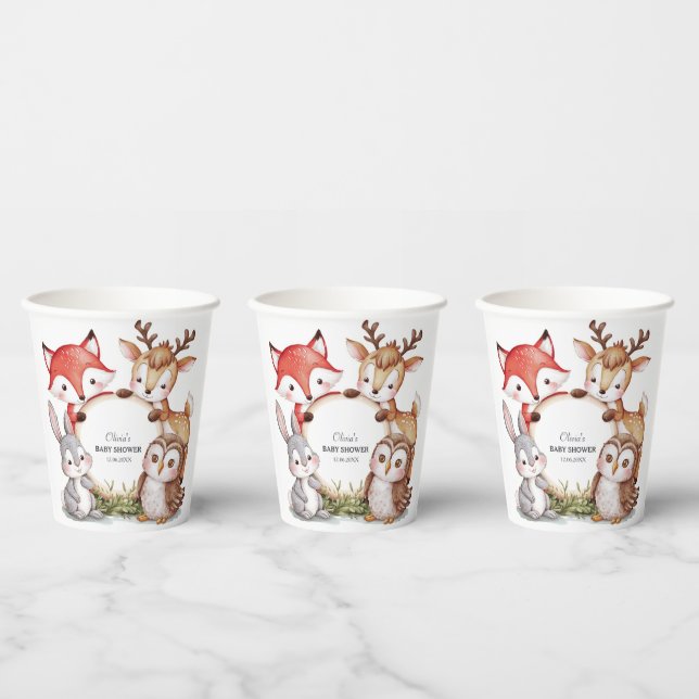 Woodland Animals Niedlich Baby Dusche Pappbecher (Multi)