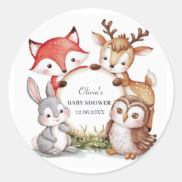 Woodland Animals Niedlich Baby Dusche Runder Aufkleber