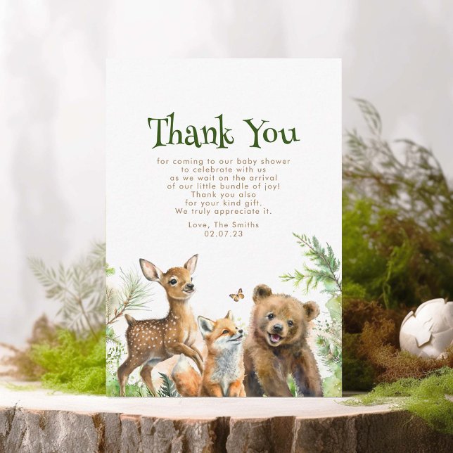 Woodland Animals Niedlich Baby Dusche Vielen Dank Dankeskarte (Woodland Animals Thank You Cards)