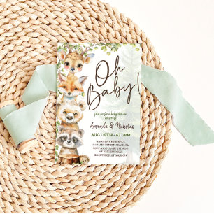 Woodland Animals Oh Baby Dusche Einladung