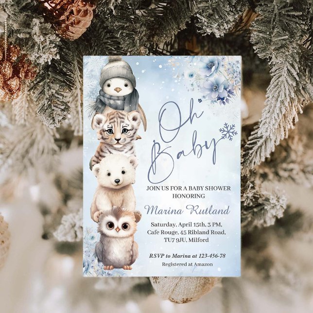 Woodland Animals Oh Baby Winter Baby Dusche Einladung (Von Creator hochgeladen)