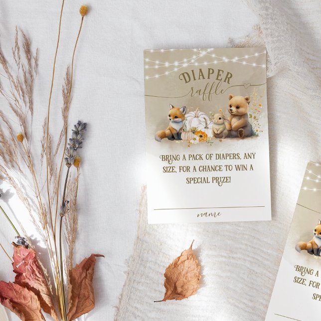 Woodland Animals Pumpkin Fall Kinderdusche Windeln Begleitkarte (Von Creator hochgeladen)