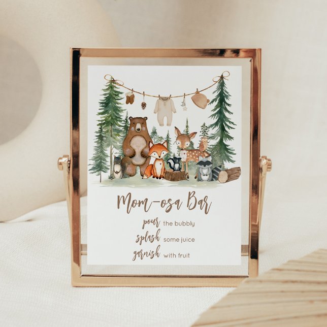 Woodland Animals Shower Late Night Diapers Sign Poster (Woodland Animals Adventure Awaits Rustic Baby Shower Sign)