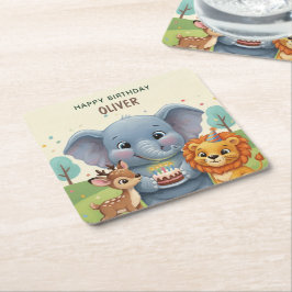 Woodland Animals Storybook Birthday Rechteckiger Pappuntersetzer