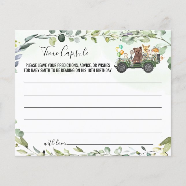 Woodland Animals Time Capsul Advice for Baby card Flyer (Vorne)