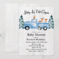 Woodland Animals Truck Kinderdusche Einladung