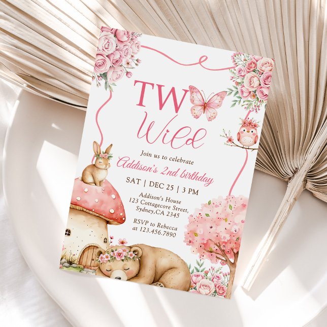 Woodland Animals Two Wild 2nd Birthday Einladung (Von Creator hochgeladen)