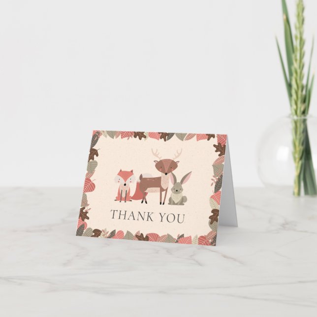 Woodland Animals Vielen Dank Karte (Vorderseite)