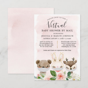 Woodland Animals Virtual Baby Shower lädt Mädchen Einladung