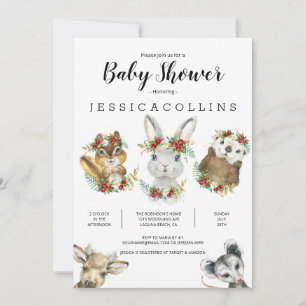 Woodland Animals Watercolor Kinderdusche Einladung