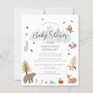 Woodland Animals Watercolor Kinderdusche Einladung