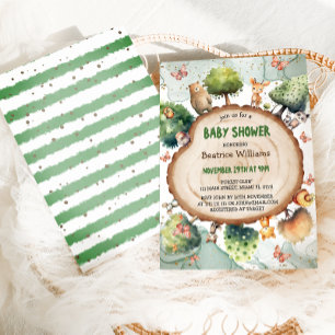 Woodland Animals Watercolor Kinderdusche Einladung