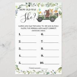 Woodland Animals Wie alt war sie Baby Showcard Flyer