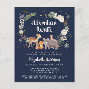 Woodland Animals Winter Baby Dusche Einladung