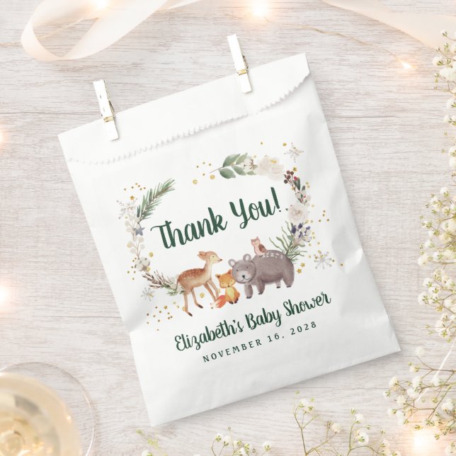 Woodland Animals Winter Baby Dusche Geschenktütchen (Ausgeschnitten)