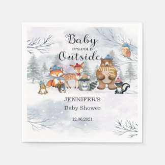 Woodland Animals Winter Baby Dusche Serviette